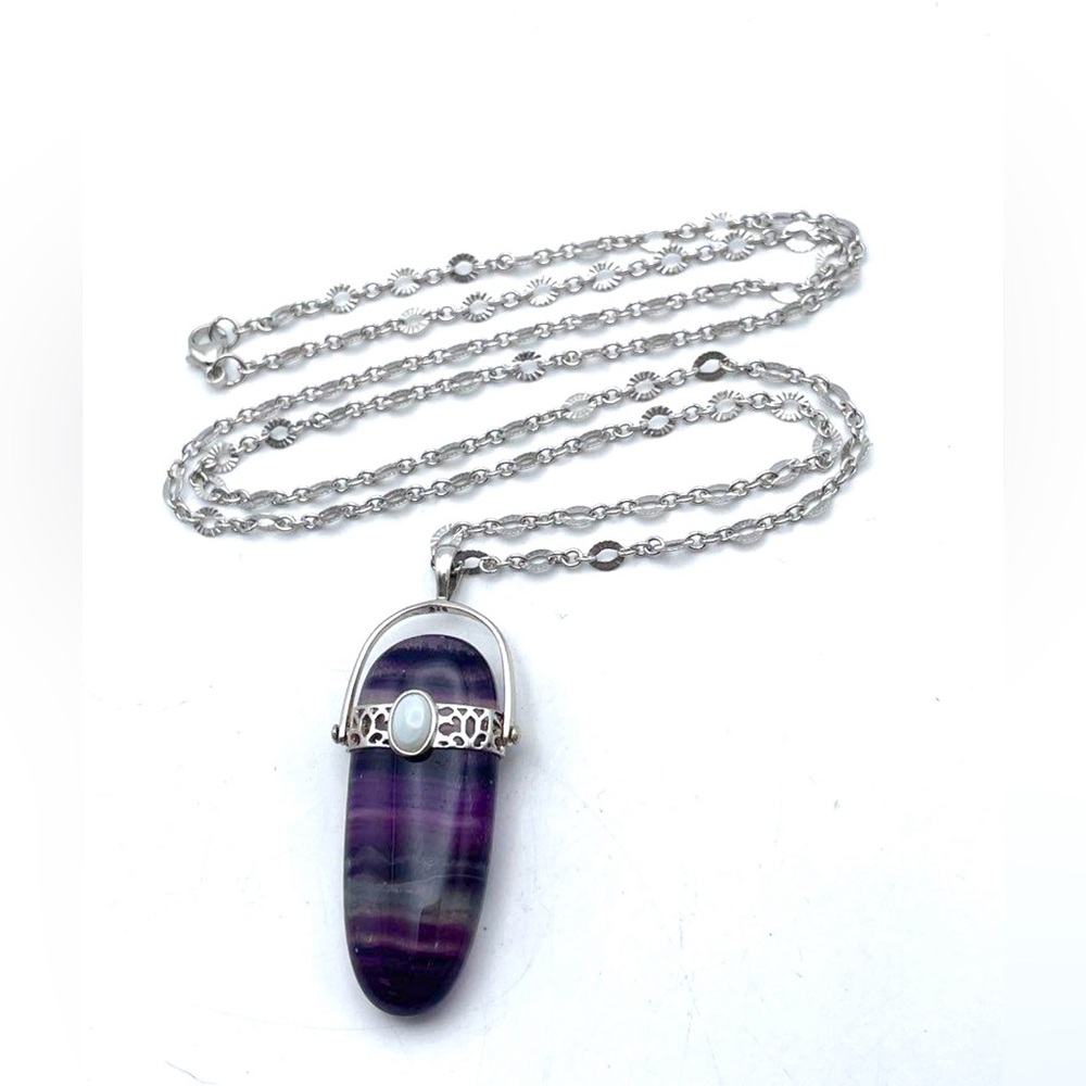 Fluorite Sterling Silver Pendant & Chain